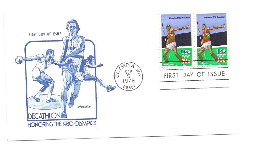 1790 10c Olympic Javelin, Artmaster, FDC