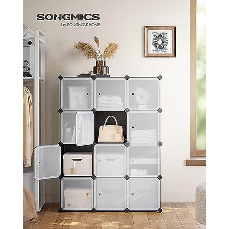 12 Cube Storage Organizer Plastic Shelves Modular Design W/ Doors Home Office US