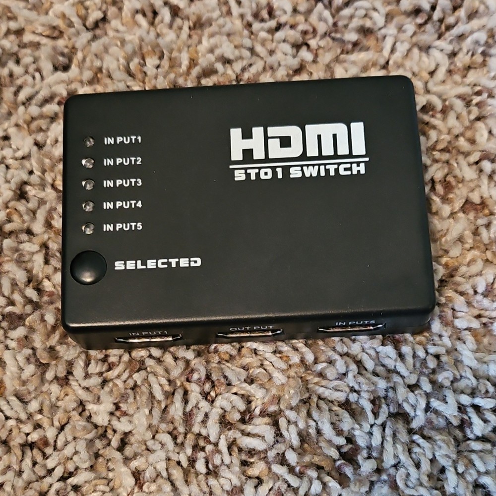 HDMI Switch 5-In 1-Out Black Multiple Input Selector HDMI Output