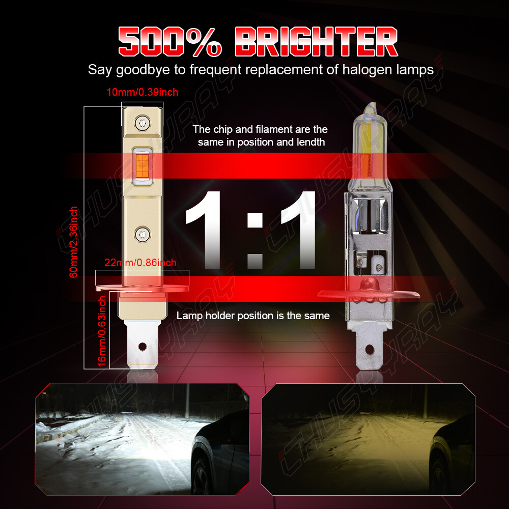 4x H1 LED Headlight Bulbs Conversion Kit High Low Beam Super Bright 10000K White