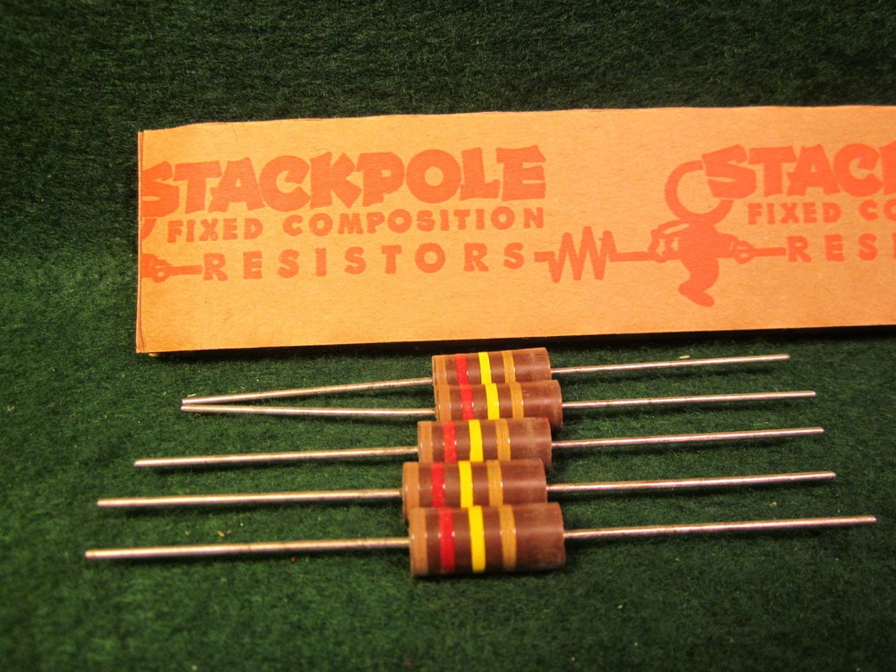 (1) 5 Pack Stackpole Carbon Comp 120K OHM 2 Watt 5% Resistors NOS