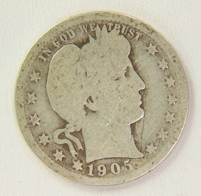1905 US Barber Quarter .25 Cent Coin