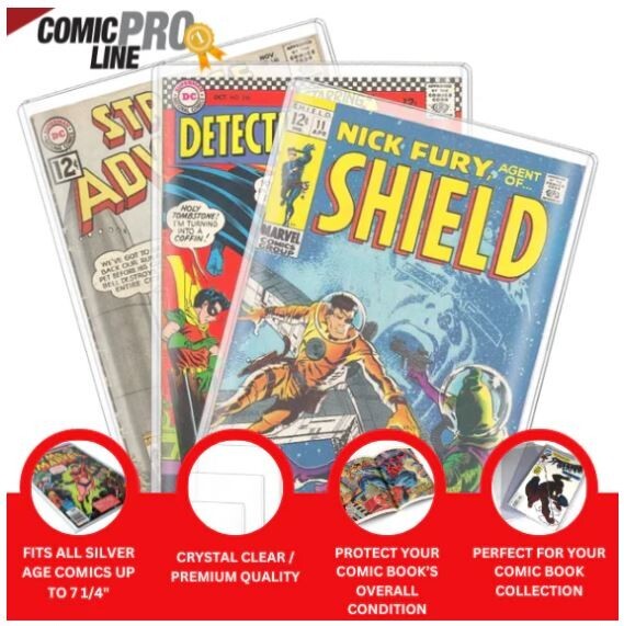Comic Pro Line Silver Age - PVC Top Loader 7 1/4" x 10 1/2" - 10 PACK