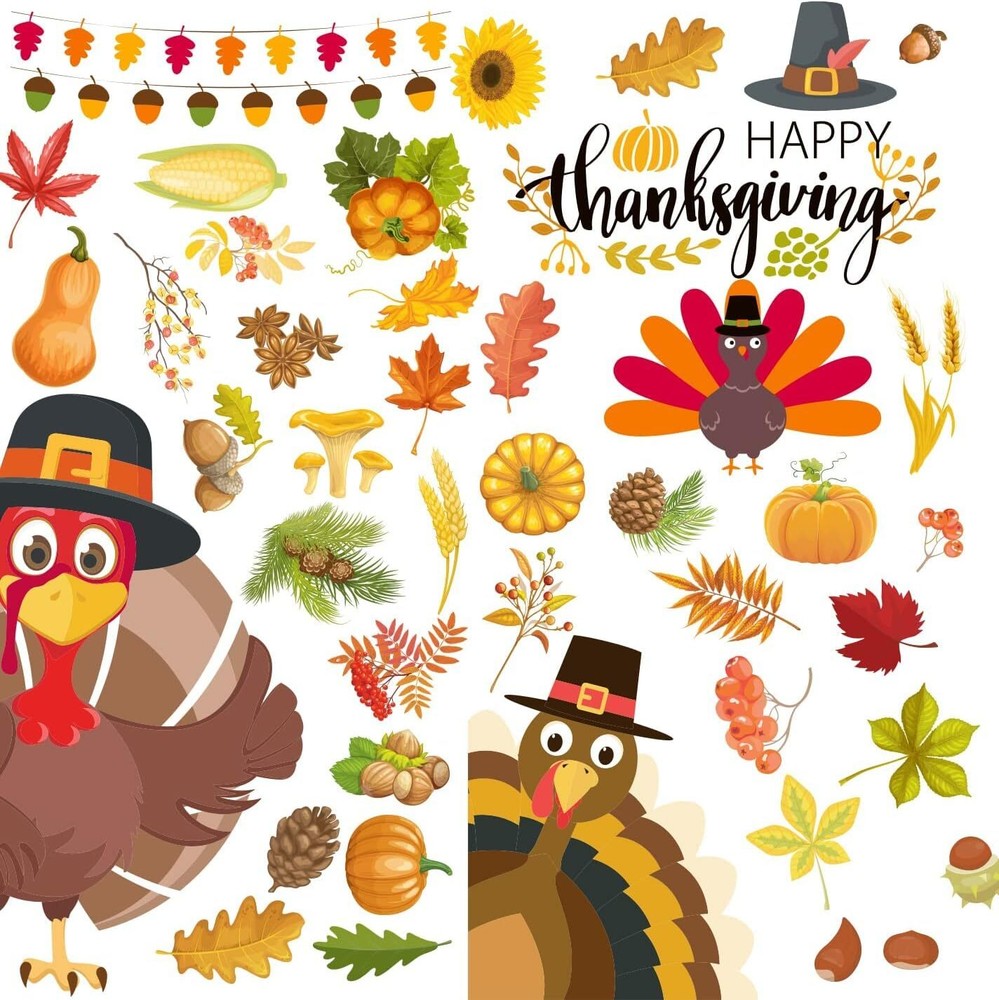 Thanksgiving Window Clings Stickers Fall Decorations Holiday