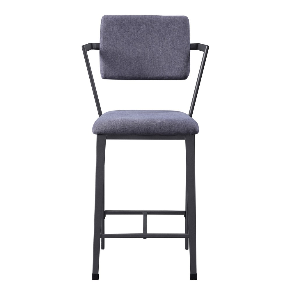 Grey and Gunmetal Open Back Counter Height Chairs