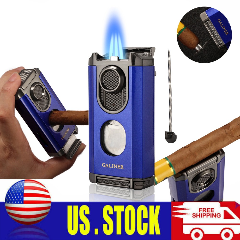 Galiner Windproof Classic Torch Jet Flame Cigar Lighter Cutter Refillable Punch