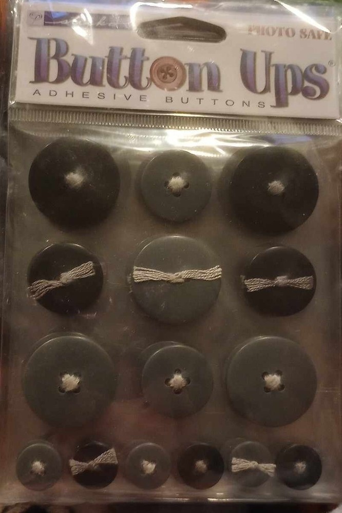 Button Ups Adhesive Button Embellishments BLACK For Scrapbooking Card