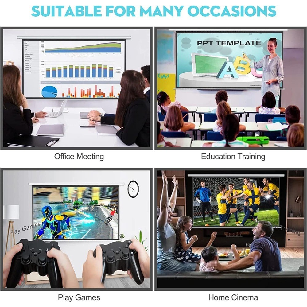 Electric Projector Screen 120 Inch Motorized Remote Control Automatic Drop Down