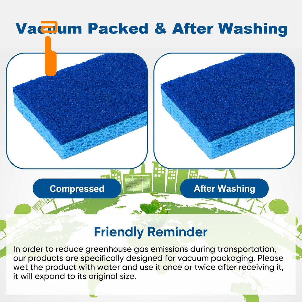 HOMEXCEL Sponges Kitchen 24pcs, Non-Scratch Scrub 24 Count, Blue-rectangle