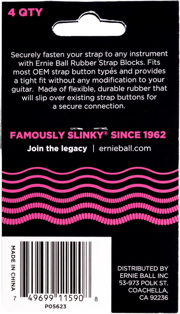 Ernie Ball Pink Strap Blocks - Guitar Strap Accessories