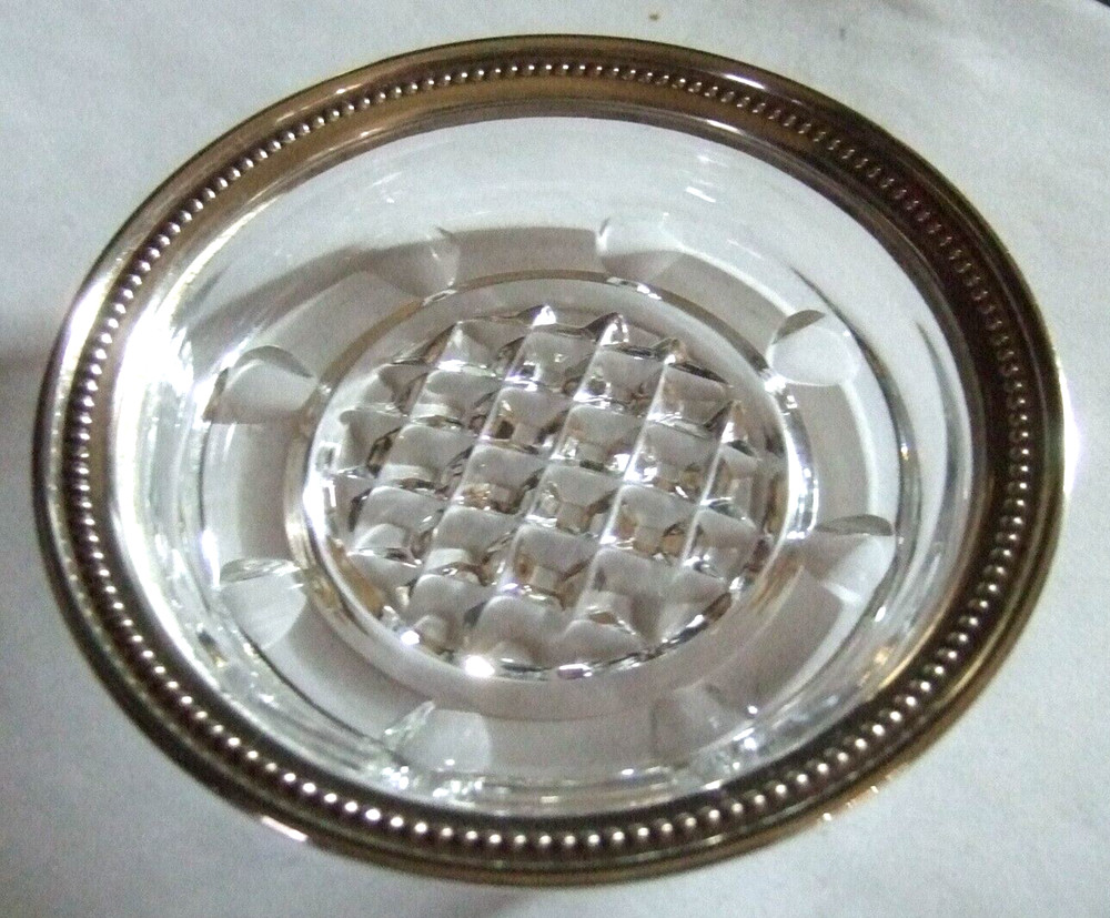 Sterling Rimmed Ashtray Coaster Marked Sterling