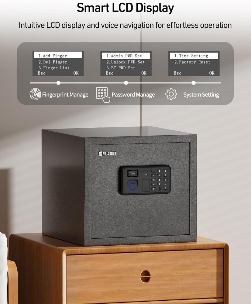 Smart Gun Safe for Multiple Pistols Automatic Lock Safe Box with LCD Display