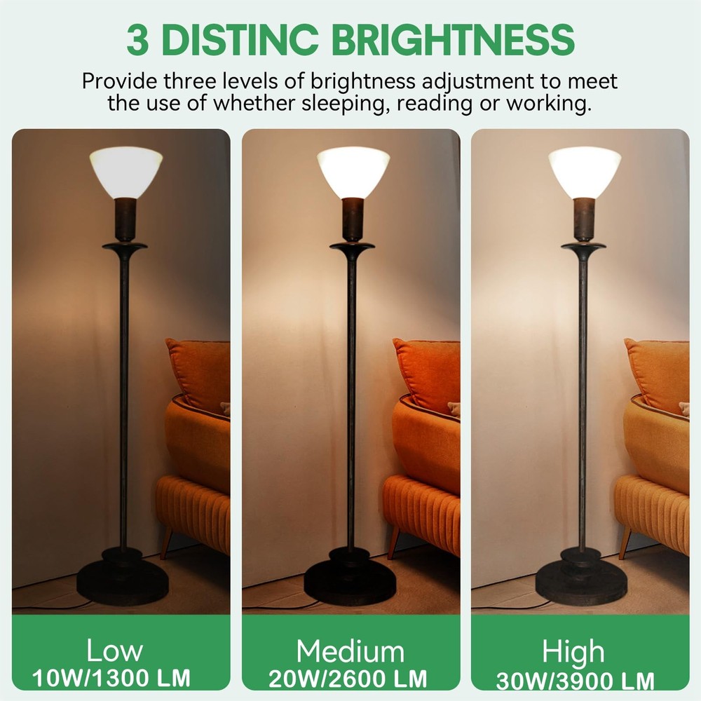 2-Pack Mogul Base 3 Way Bulbs LED 10/20/30 Watts,Replacement Incandescent Lig...