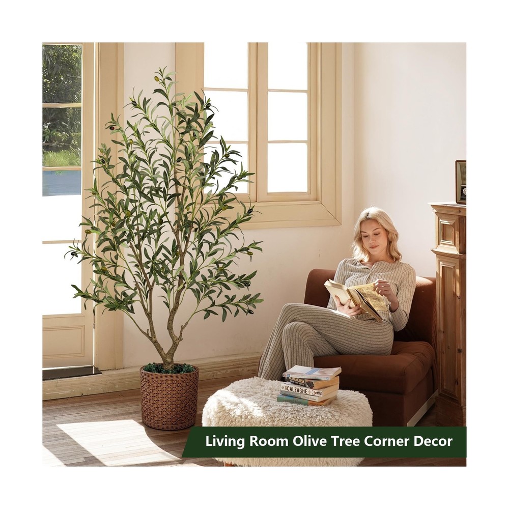 Olive Trees Artificial Indoor 5FT Tall, Faux Olive Tree with Black Basic Plan...