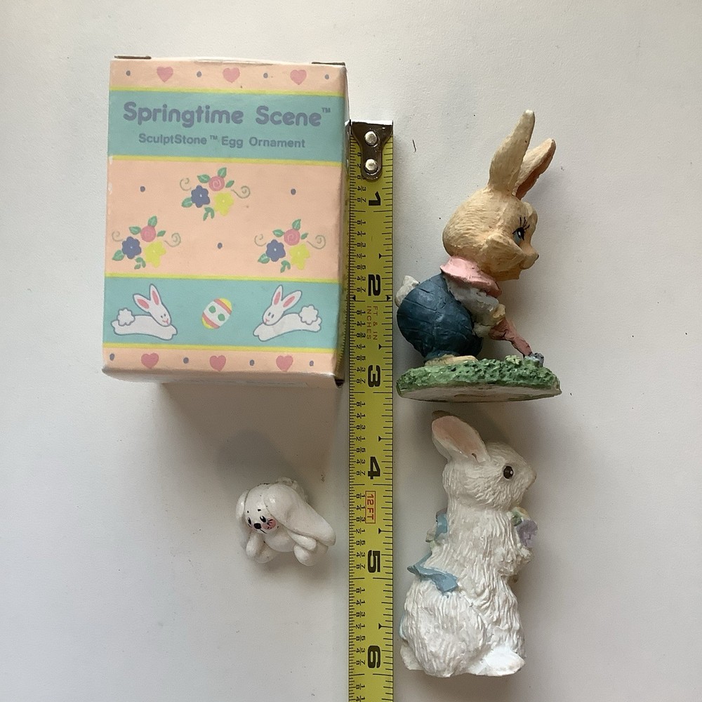 4 Decorative Easter Bunnies One Bunny Egg By Russ Three Bunny Figurines