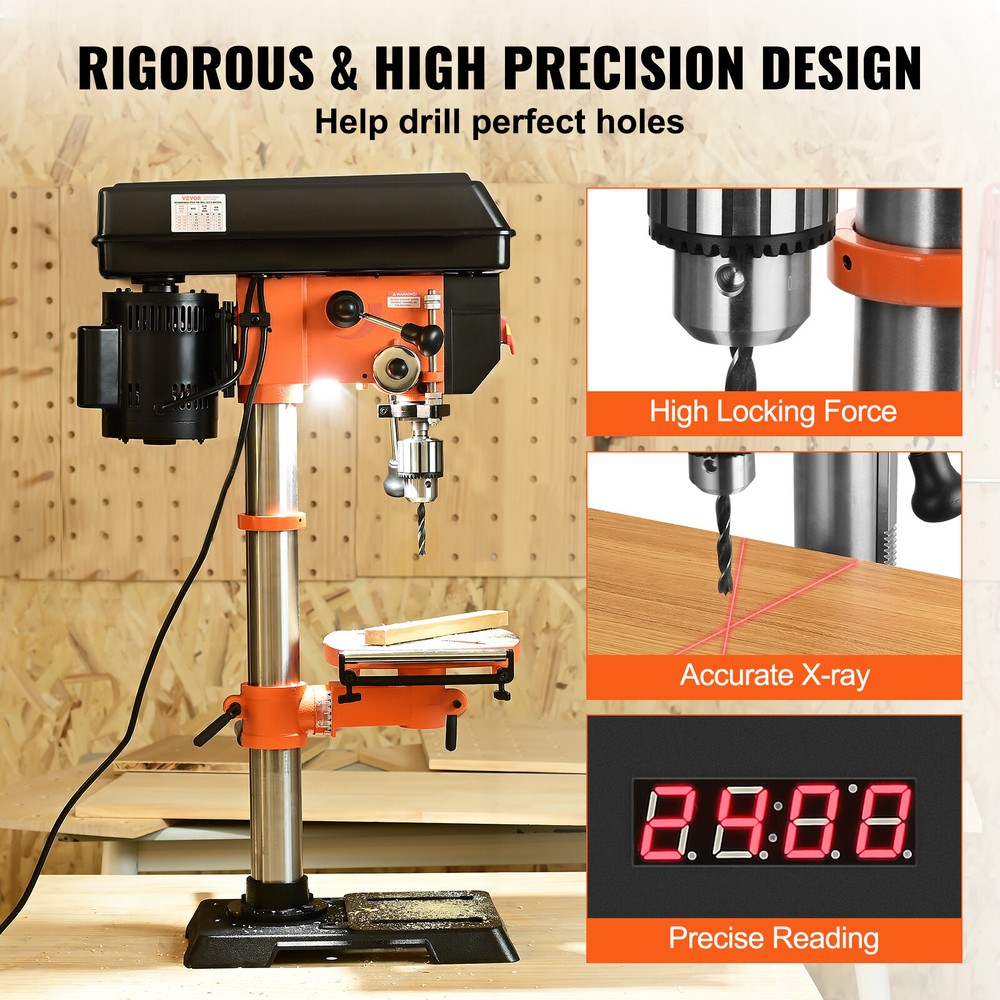 VEVOR 12 Inch 5 Amp Benchtop Drill Press Cast Iron Drill Press Variable Speed