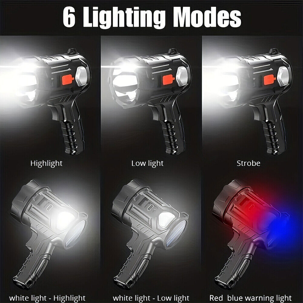 Spot Lights Hand Held Rechargeable Spotlight Large Flashlight Torch 30000000 Lm