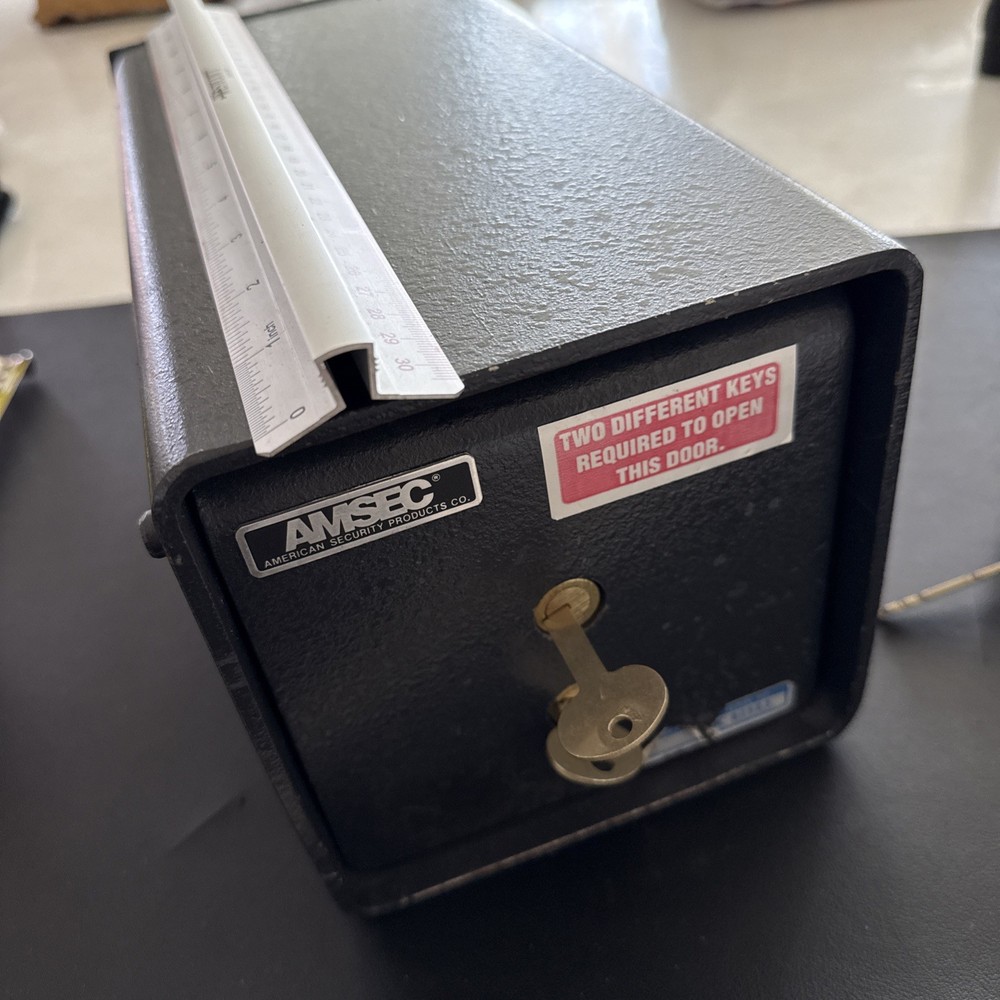 AMSEC Drop Box Under counter Safe, 12” x 6" x 6" Heavy Solid Steel Dual Control