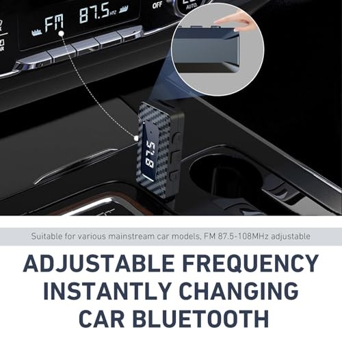 Car USB Bluetooth Receiver, 5.3 Chip Wireless FM Transmitter with LED Display,