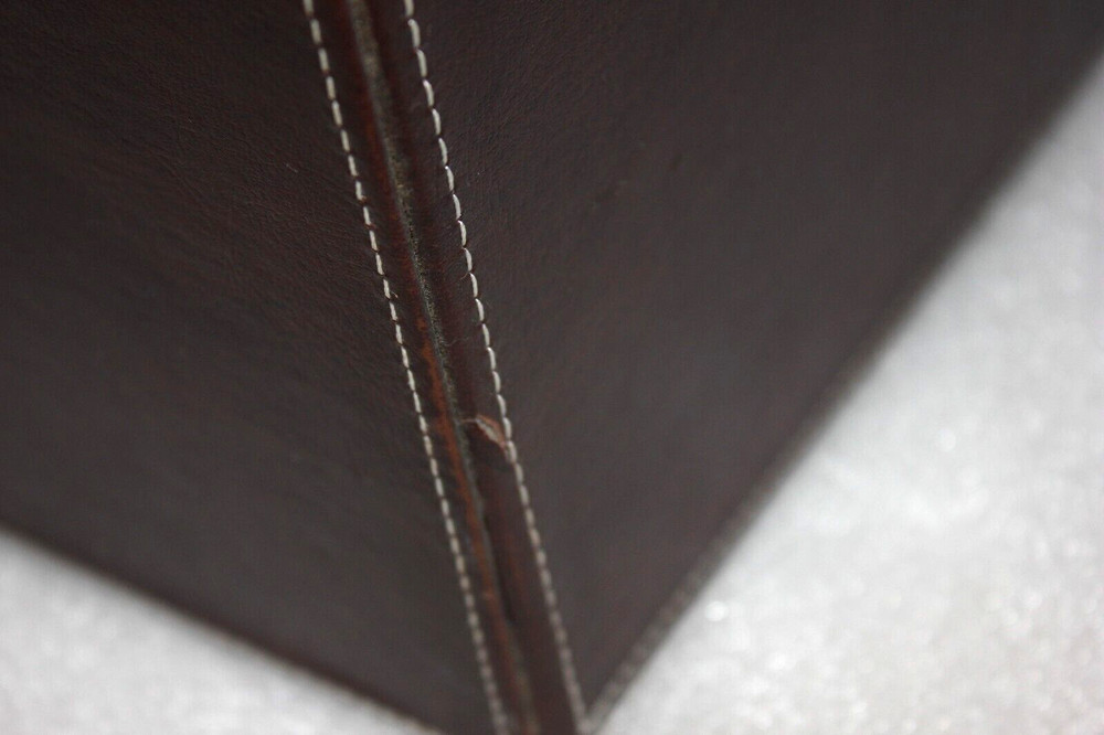 Decorative Brown Leather Storage Box/Cube 14"x14"x14" Preowned