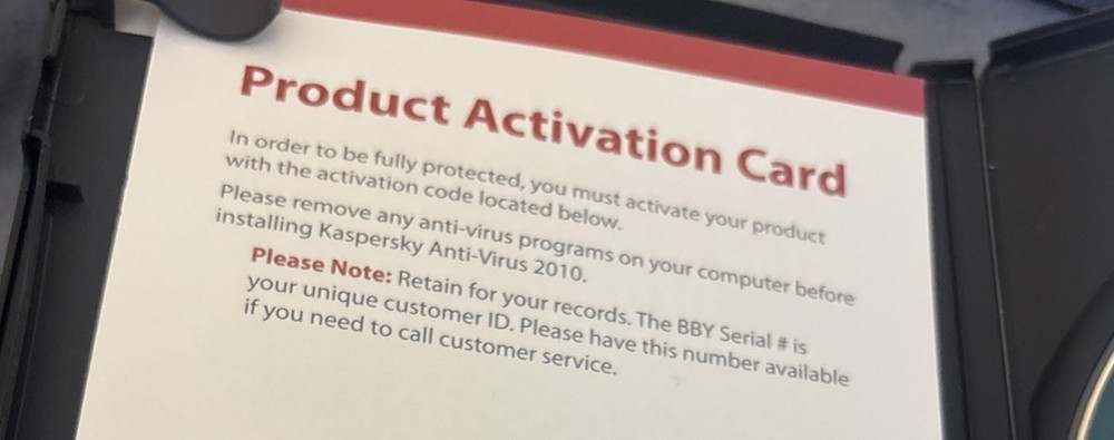 KASPERSKEY Lab Anti-Virus 2010 Protection PC Computer Security Software & Code