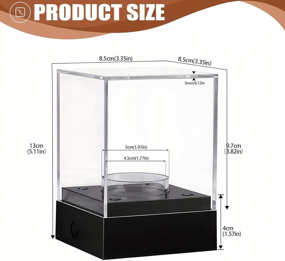 USA Acrylic Clear Baseball Display Case with Adjustable LED Light Display Box