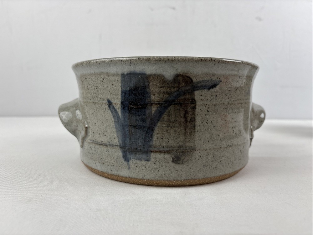 Studio Art Pottery Blue Stoneware Pots 2 Pc