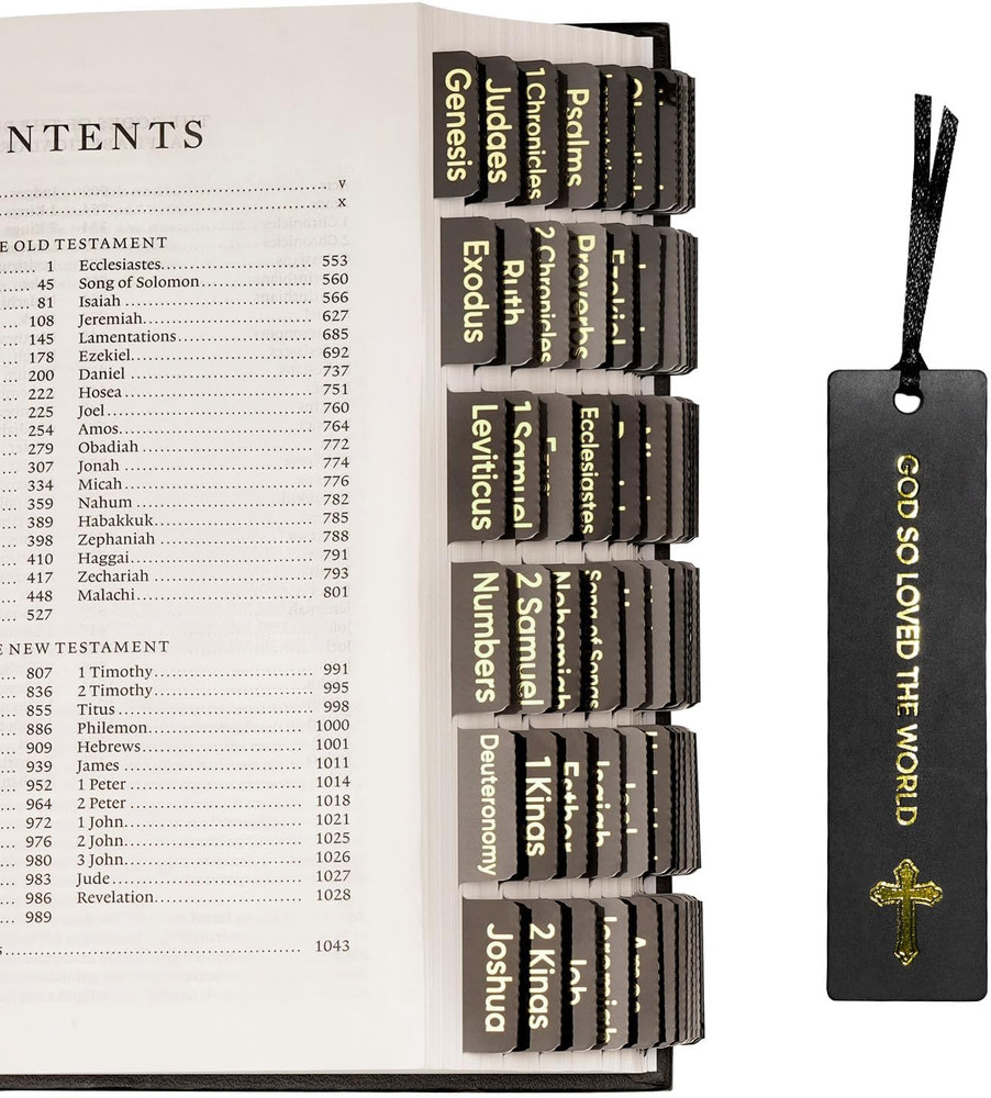 Bible Tabs 75 Large Print Bible Tabs & 1 Bookmark, Laminated - Bible Study