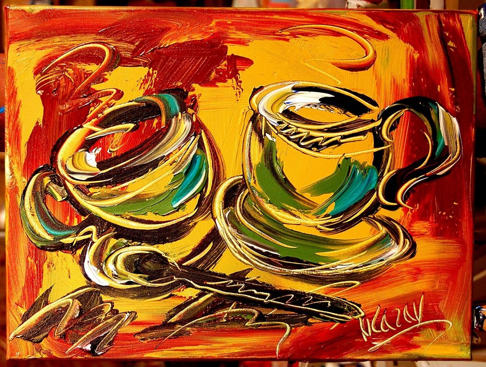 COFFEE  impressionist Abstract Modern Original   Painting  CSDFBSDF