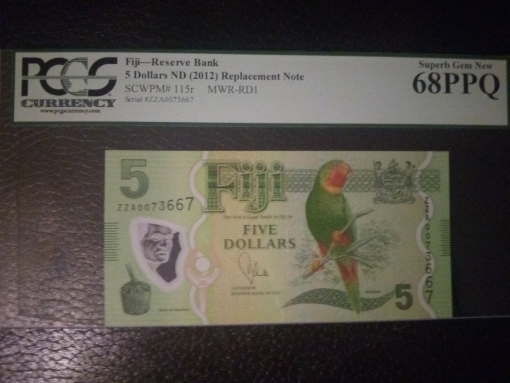 2012, FIJI, Replacement Note, 68 PCGS, PPQ, Superb Gem New, Unc.