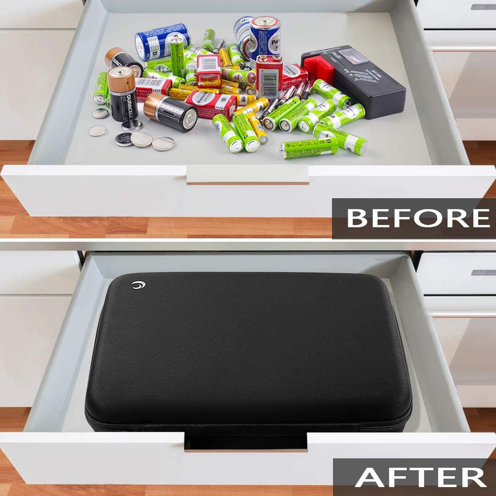 Extra Large Battery Organizer Holds 300+ Batteries with Tester