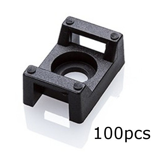 100 Pack 13mm Cable Tie Mount Base Saddle Type Screw Wire Bundle Holder Black