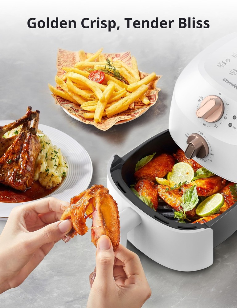 COMFEE' Compact 2.1 Quart Air Fryer with 12 Menu Options, Adjustable Timer & ...