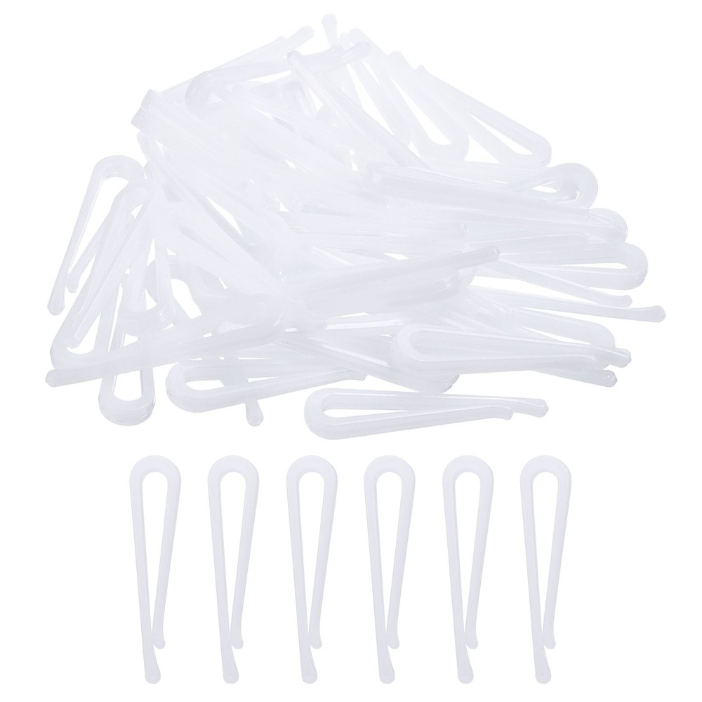 60pcs Durable Plastic Alligator Clip, 1.61" White U Shape