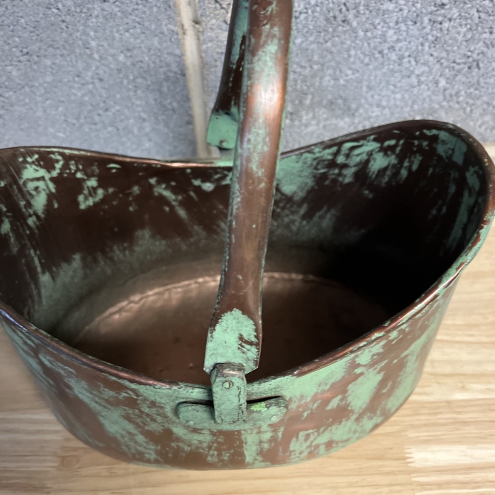 Solid Brass Small Bucket Basket Oval Flower Planter