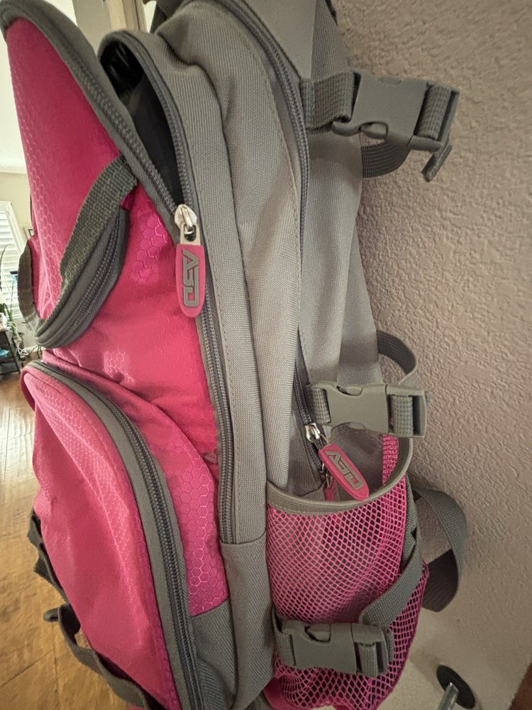 Large softball backpack 2 bats Backpack bag. Excellent Condition. Grey-pink.