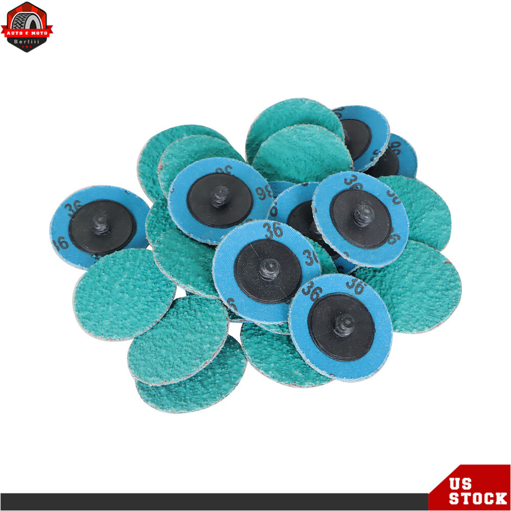 25 Pack 2" 36 Grit Zirconia + Grind Aid Quick Change Sanding Discs Type New