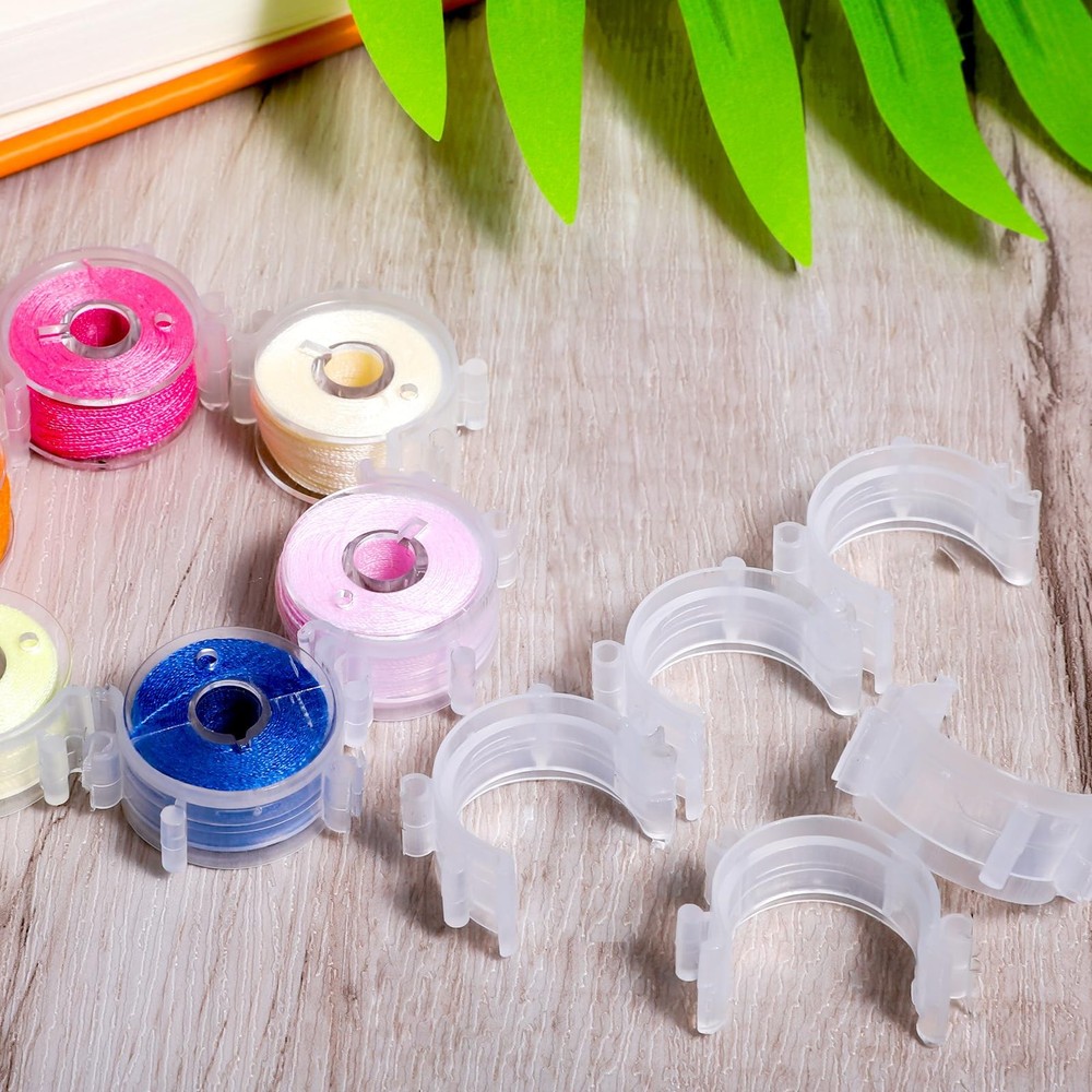 Sewing Bobbin Clips, 50 Pcs Clear Holder Plastic Tool White