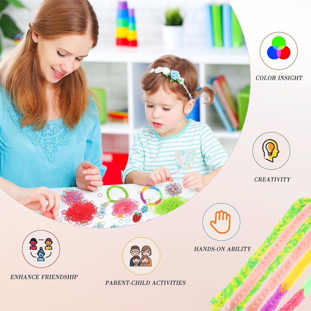 17500 Rubber Band Bracelet Kit with 3 Layer Transparent Container Loom Making