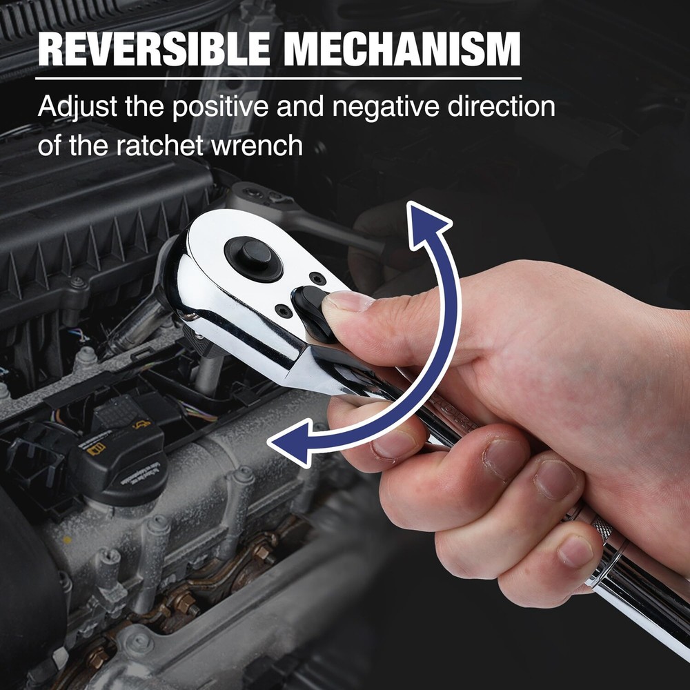 WORKPRO 3PC Ratchet Set Quick Release Reversible 72-Tooth 1/4" 3/8" 1/2" Drive