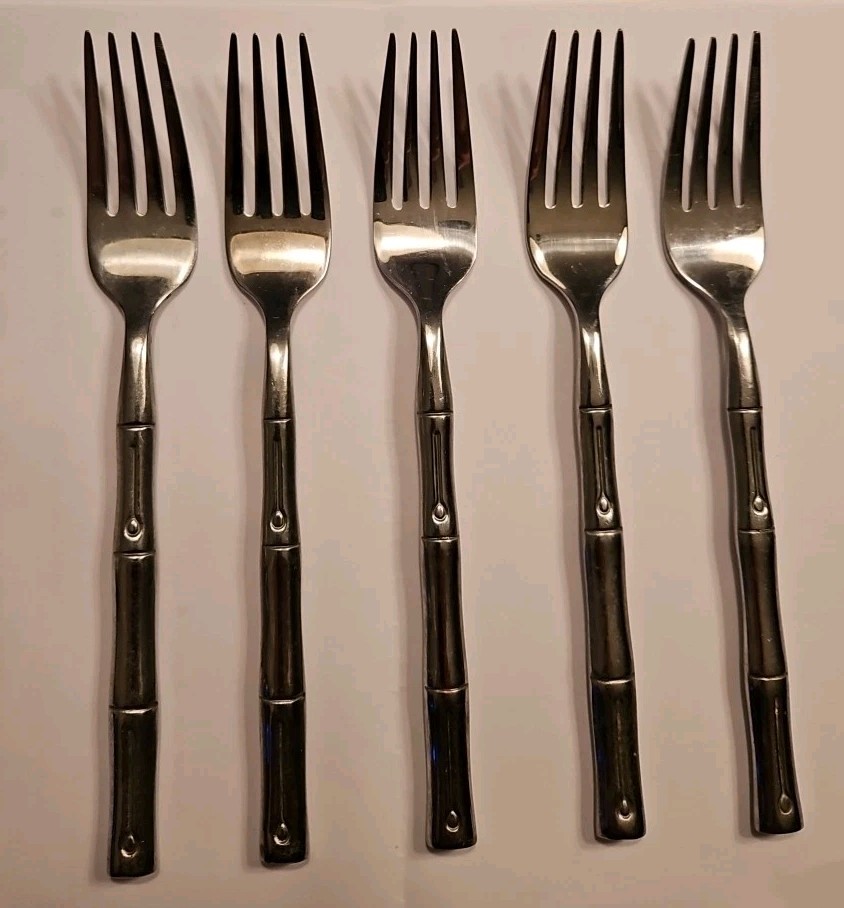 (5) Forks Benihana Stainless Flatware Bamboo