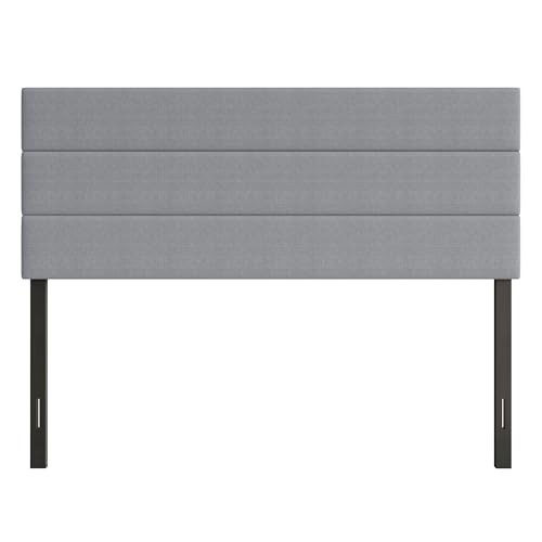Upholstered King Headboard with Horizontal Channel Tufting & Foam Padding, Gray
