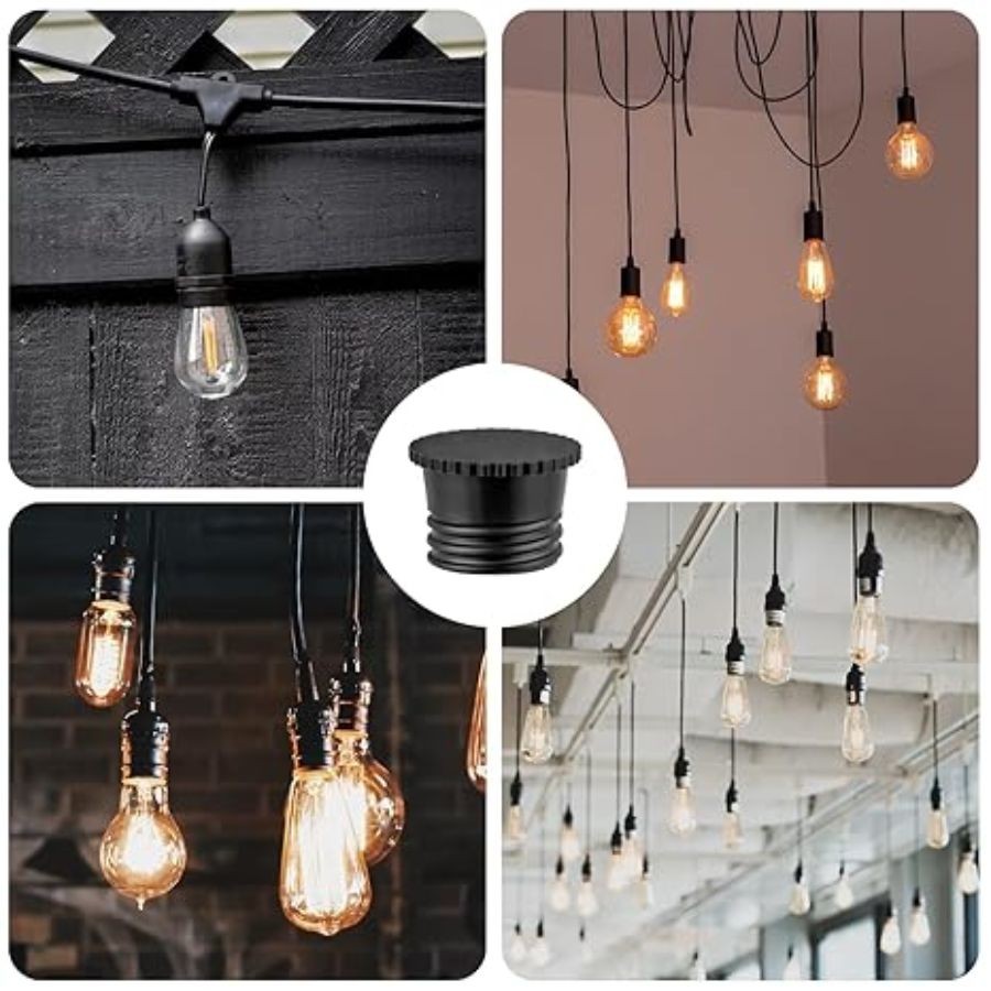 Light Socket Caps, Bulb Socket Safety Covers for String Lights, Fit Standard & R