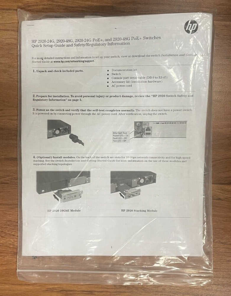 New HP switch documents with ears & screws