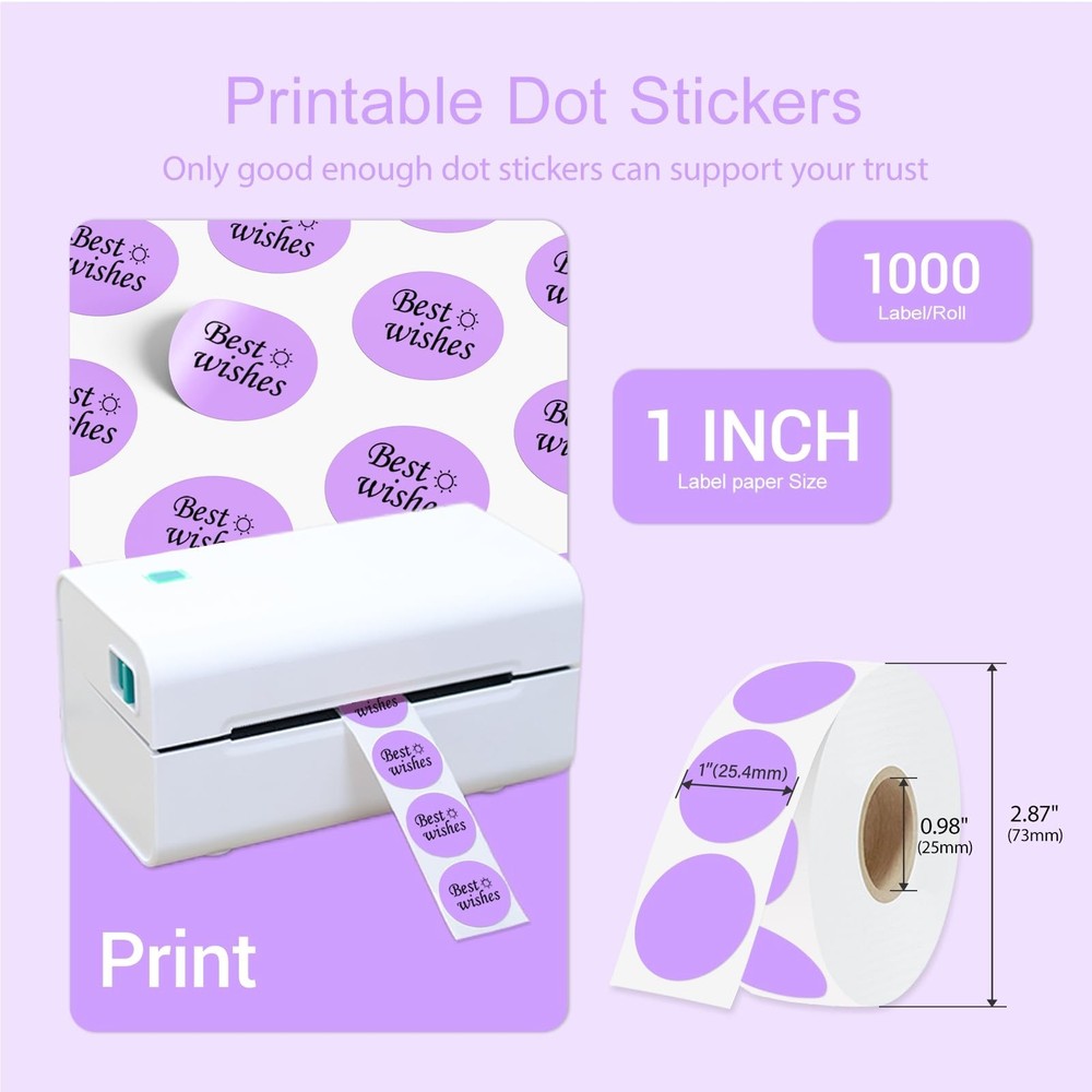 1 Inch Circle Dot Stickers 1000 PCS Color Coding Thermal Labels Dots Writable...