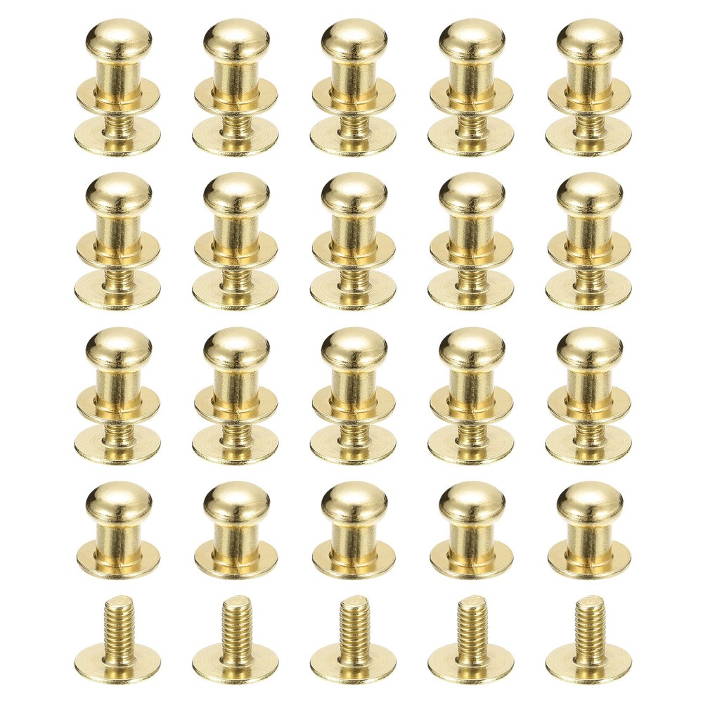 20Pack 6mm Ball Head Stud Rivets Screw Back Button Nipple Rivet Light Golden