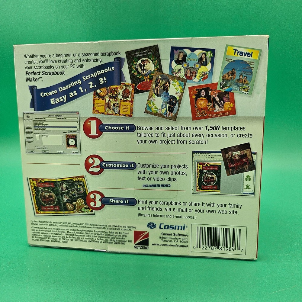 Cosmi Perfect Scrapbook Maker 2009 PC CD-ROM Advanced Photo Editor Software VG+