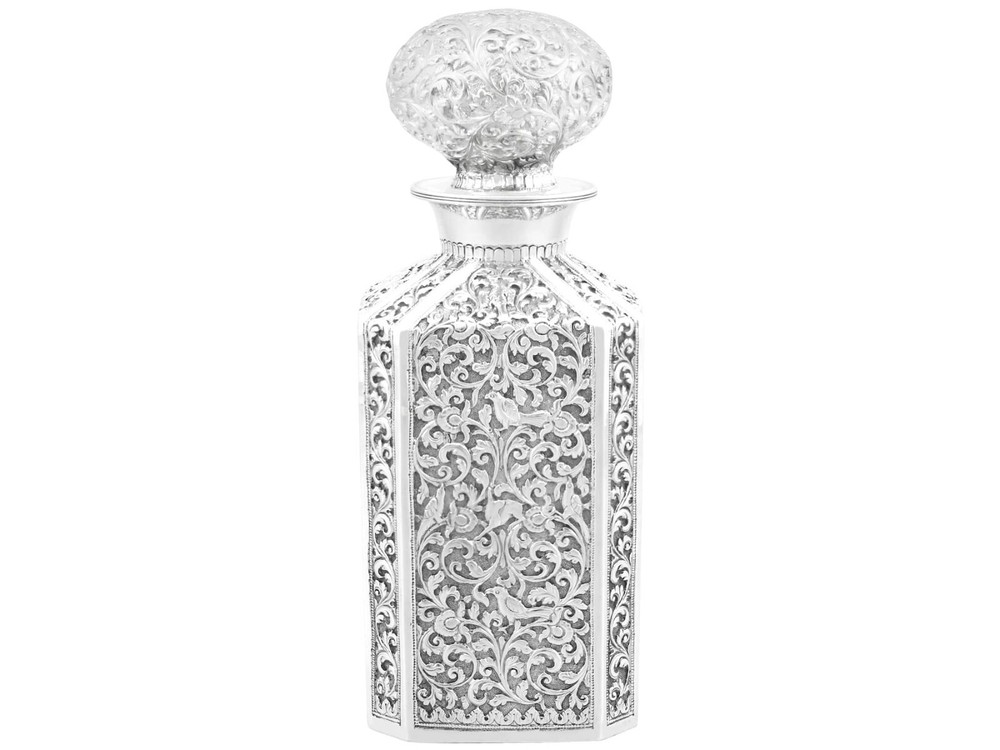 Antique Indian Silver Cologne Bottle Circa 1890