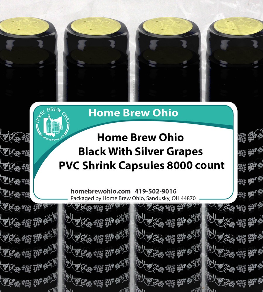 Home Brew Ohio Black With Silver Grapes PVC Shrink Capsules 8000 count