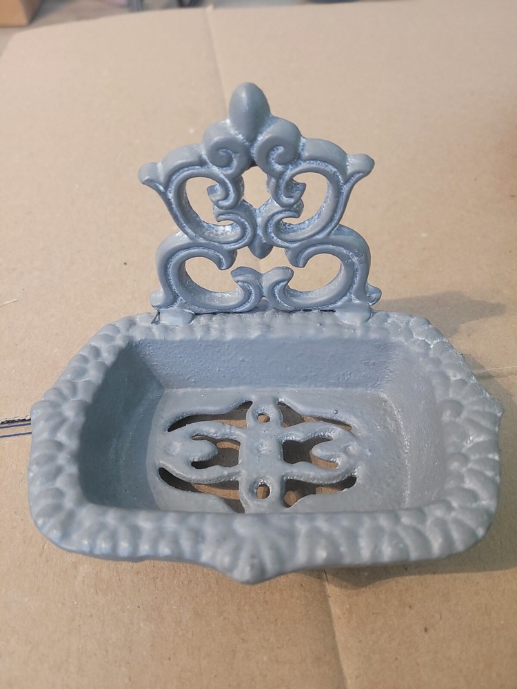 Vintage MCM Rustic Cast Iron Soap or Sponge Dish